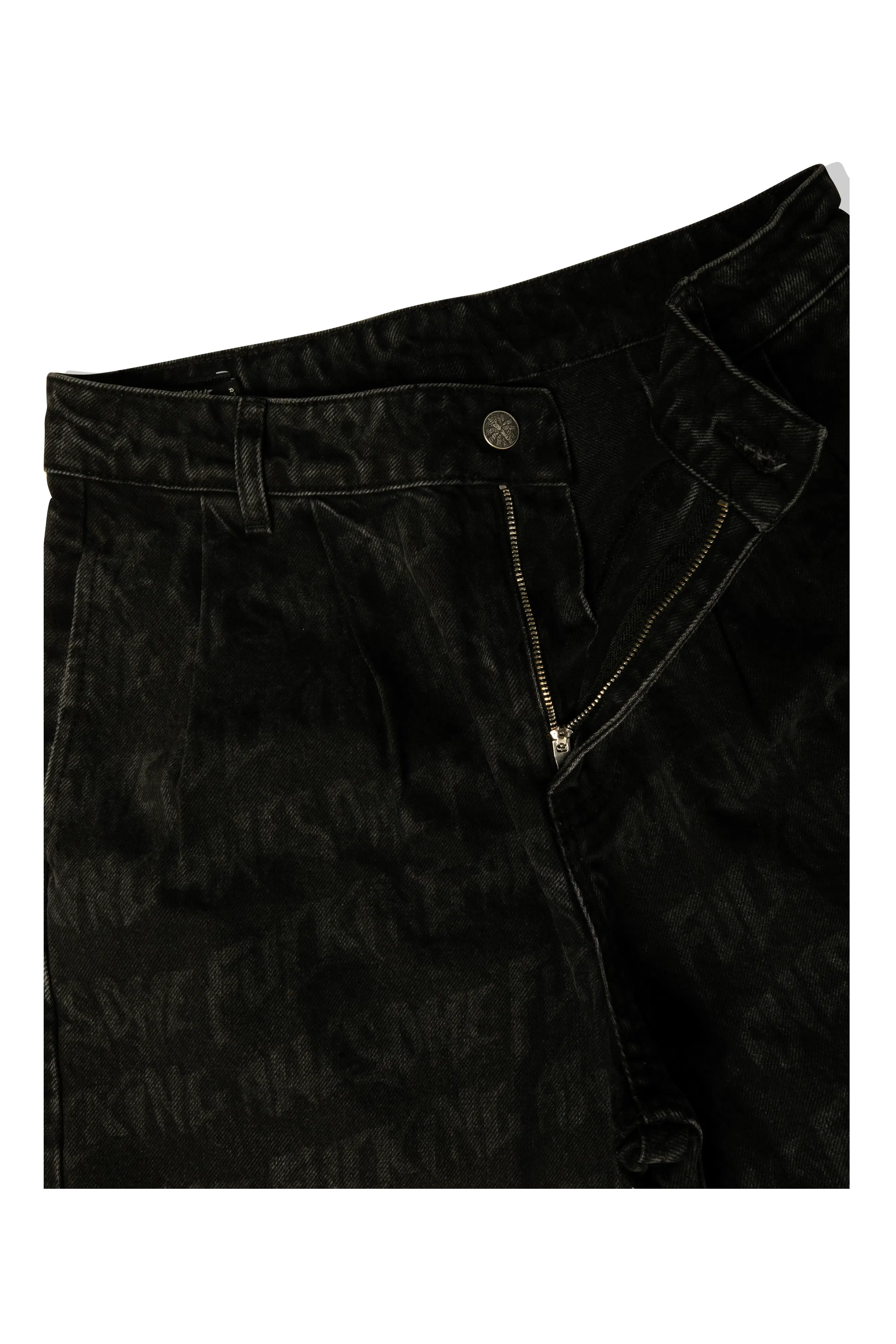 Fucking Awesome Baggy Pleated Denim Laser Stamp Shorts