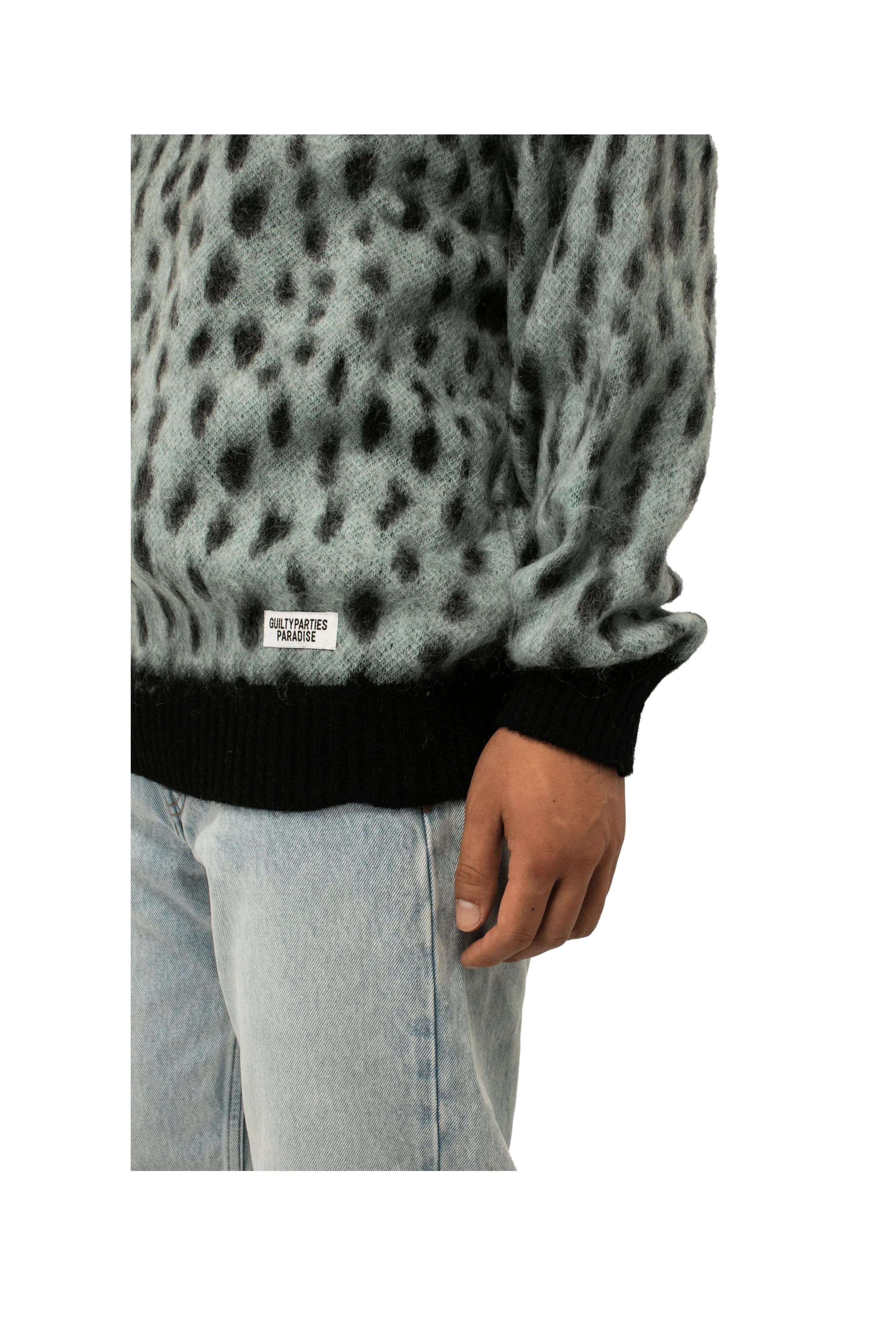 Wacko Maria Leopard Mohair Crewneck Sweater