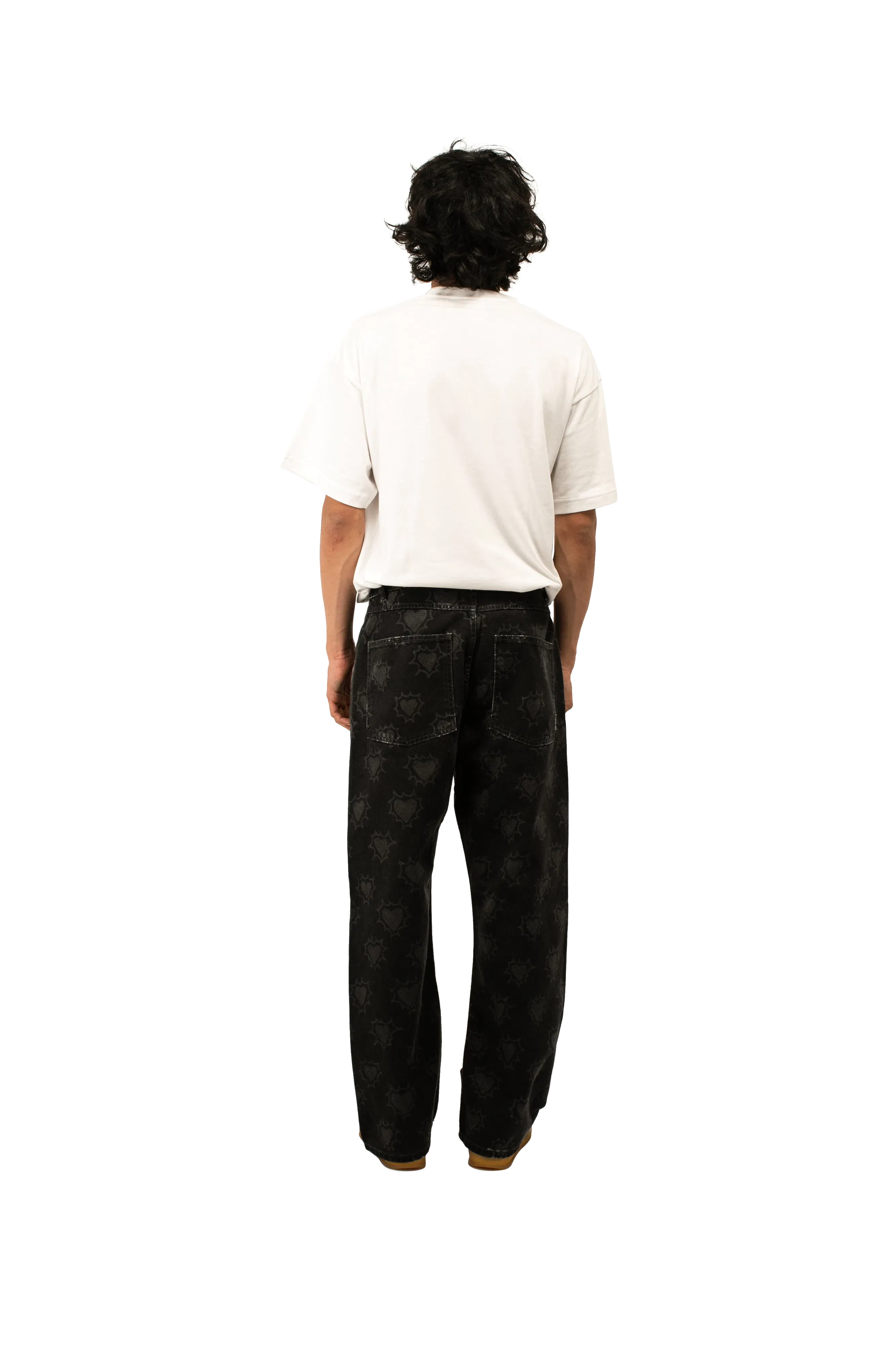 RASSVET Hearts Print Denim Trousers