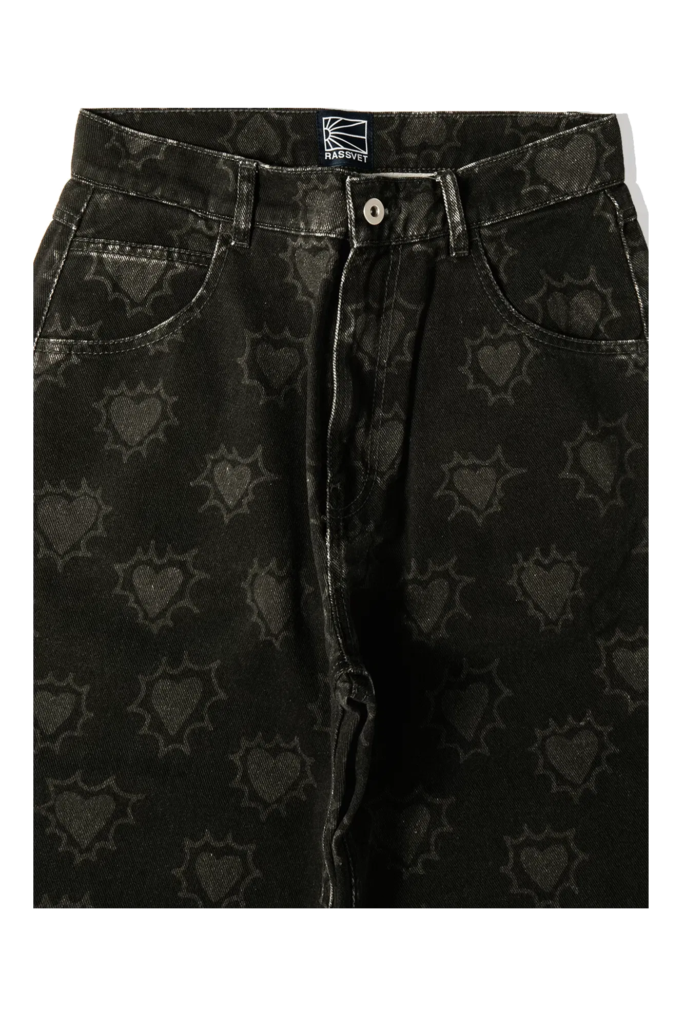 RASSVET Hearts Print Denim Trousers