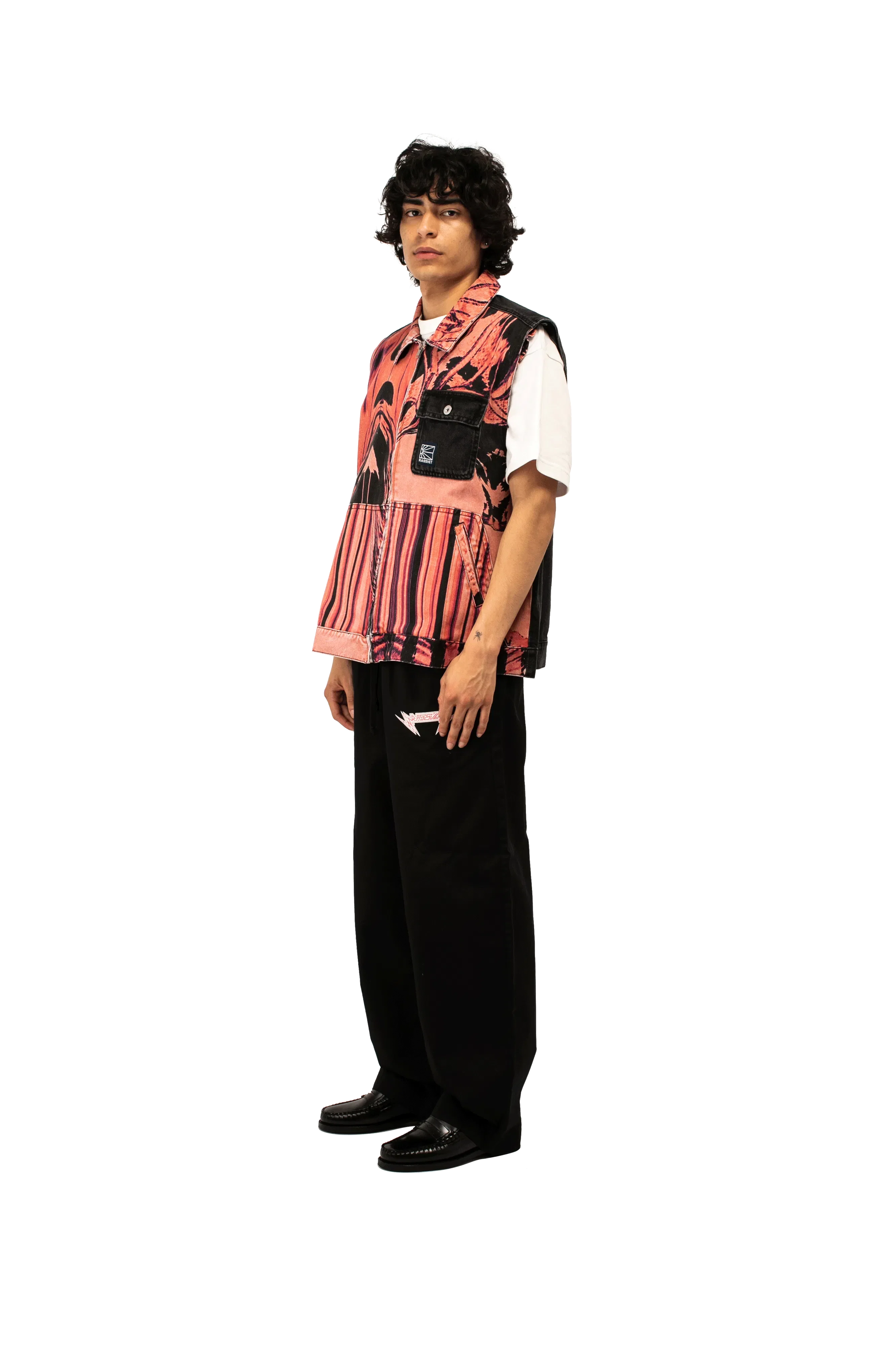 RASSVET Flower Print Denim Sleeveless Jacket