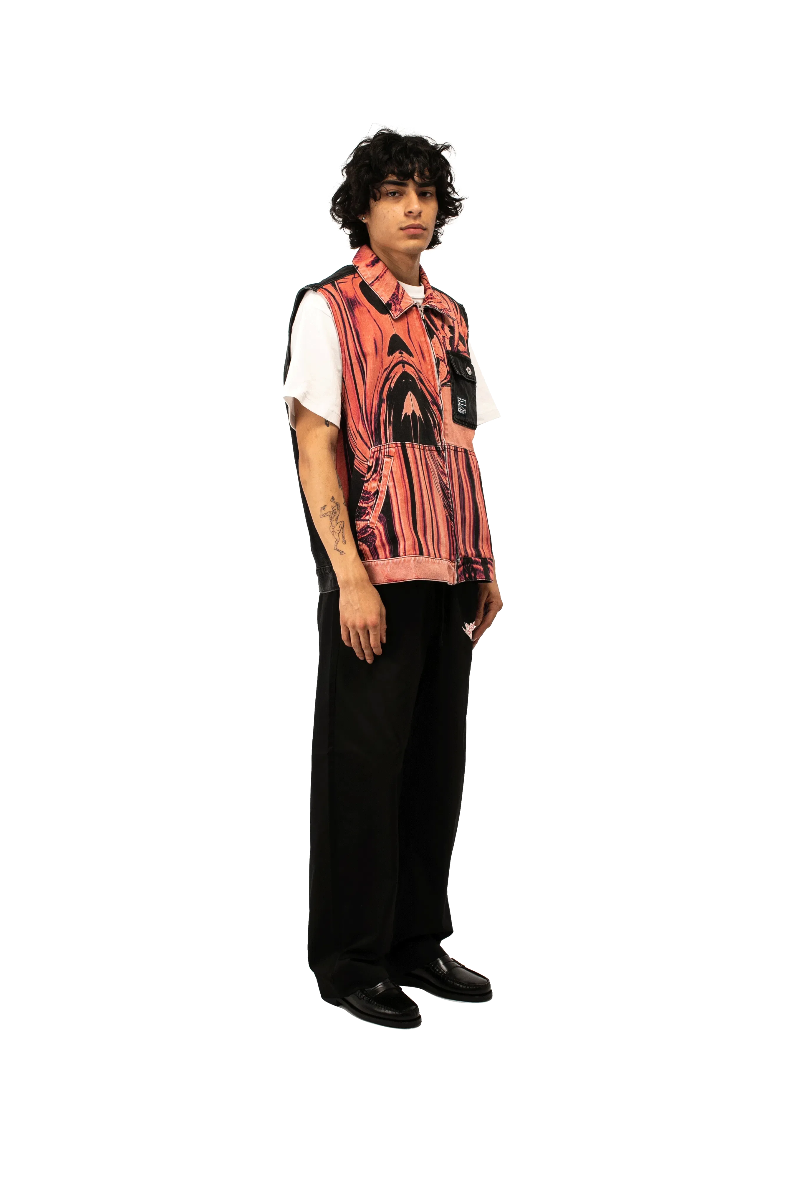 RASSVET Flower Print Denim Sleeveless Jacket