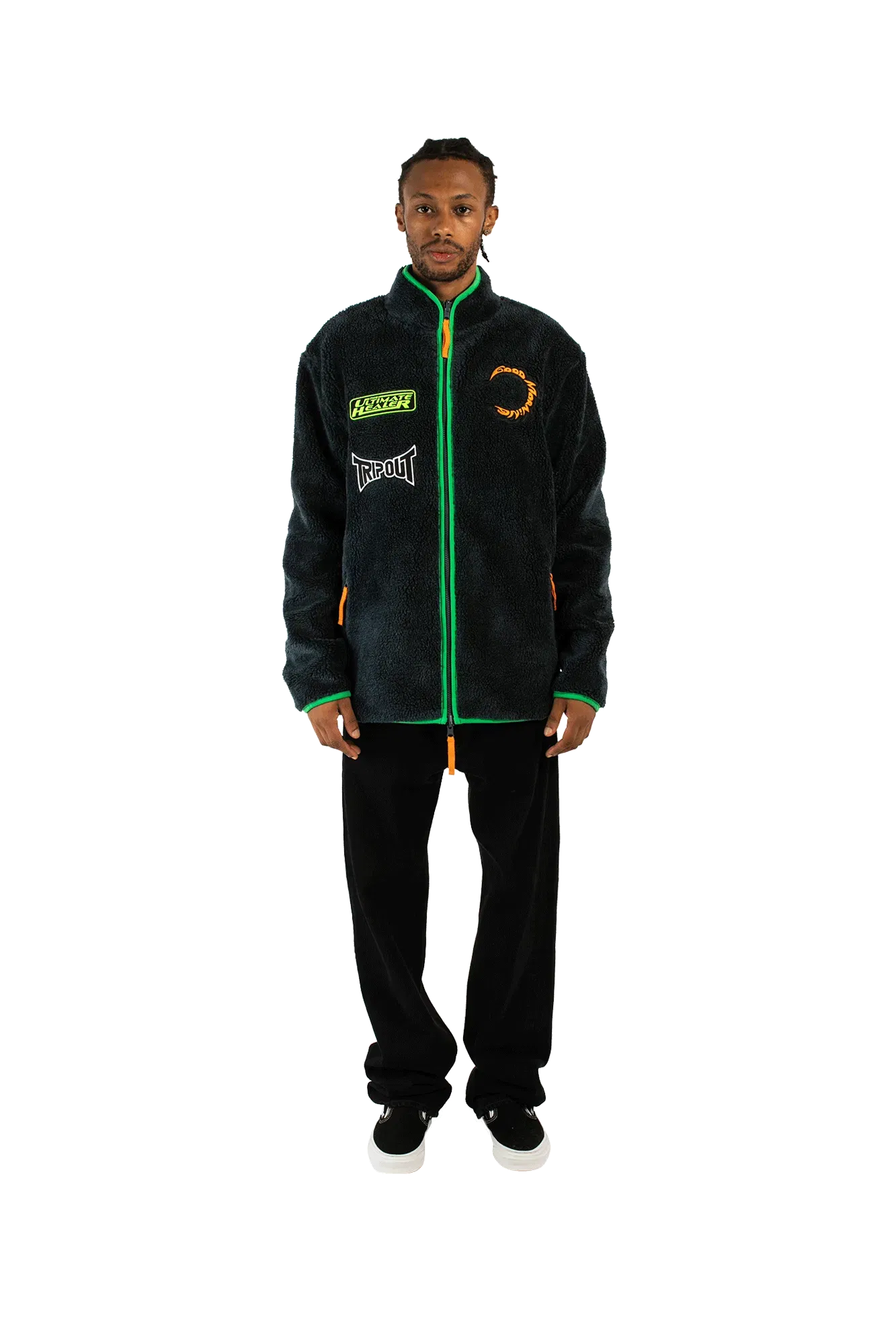 Good Morning Tapes Reversible Polar Fleece Zip Thru Jacket