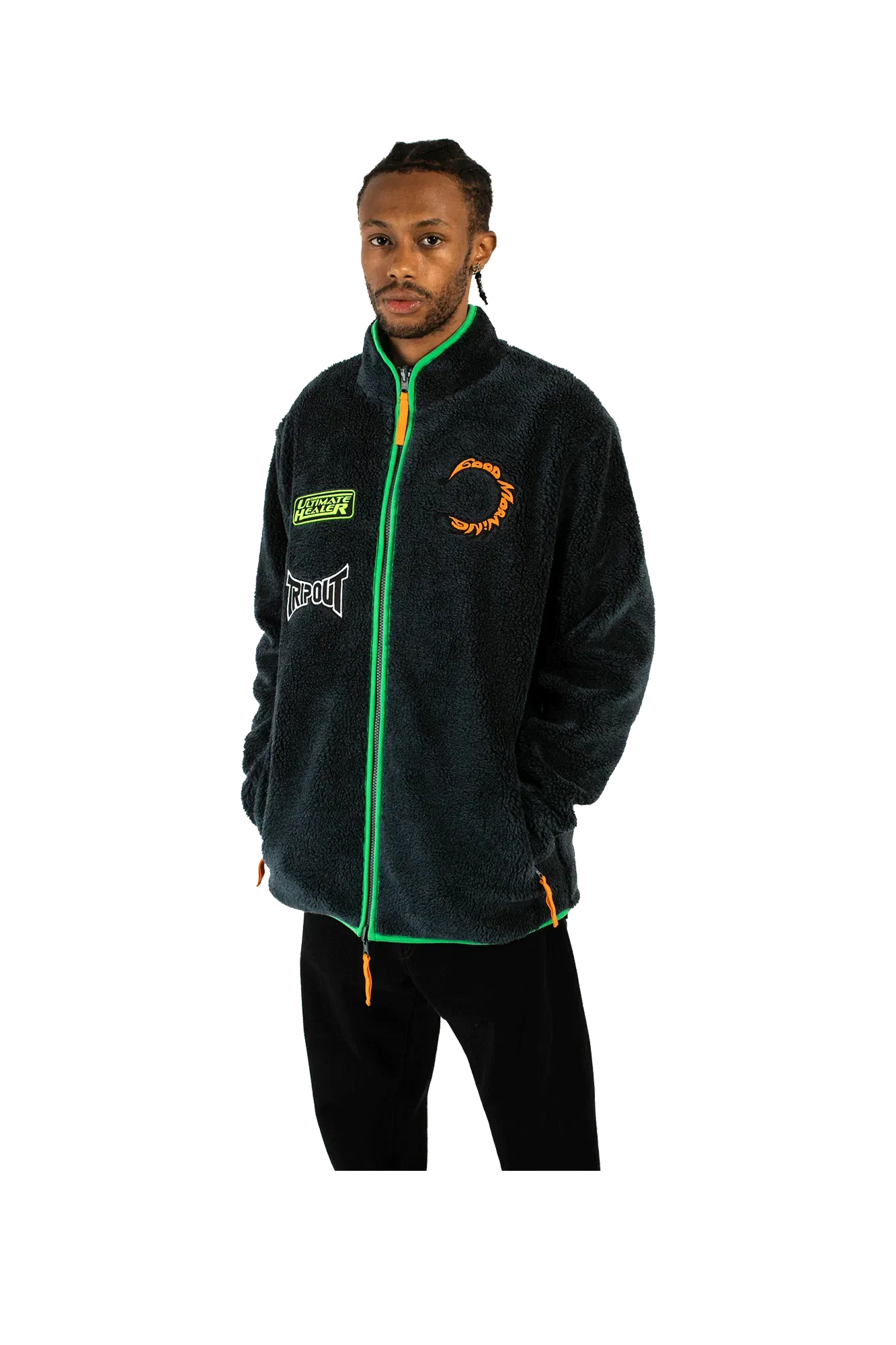Good Morning Tapes Reversible Polar Fleece Zip Thru Jacket