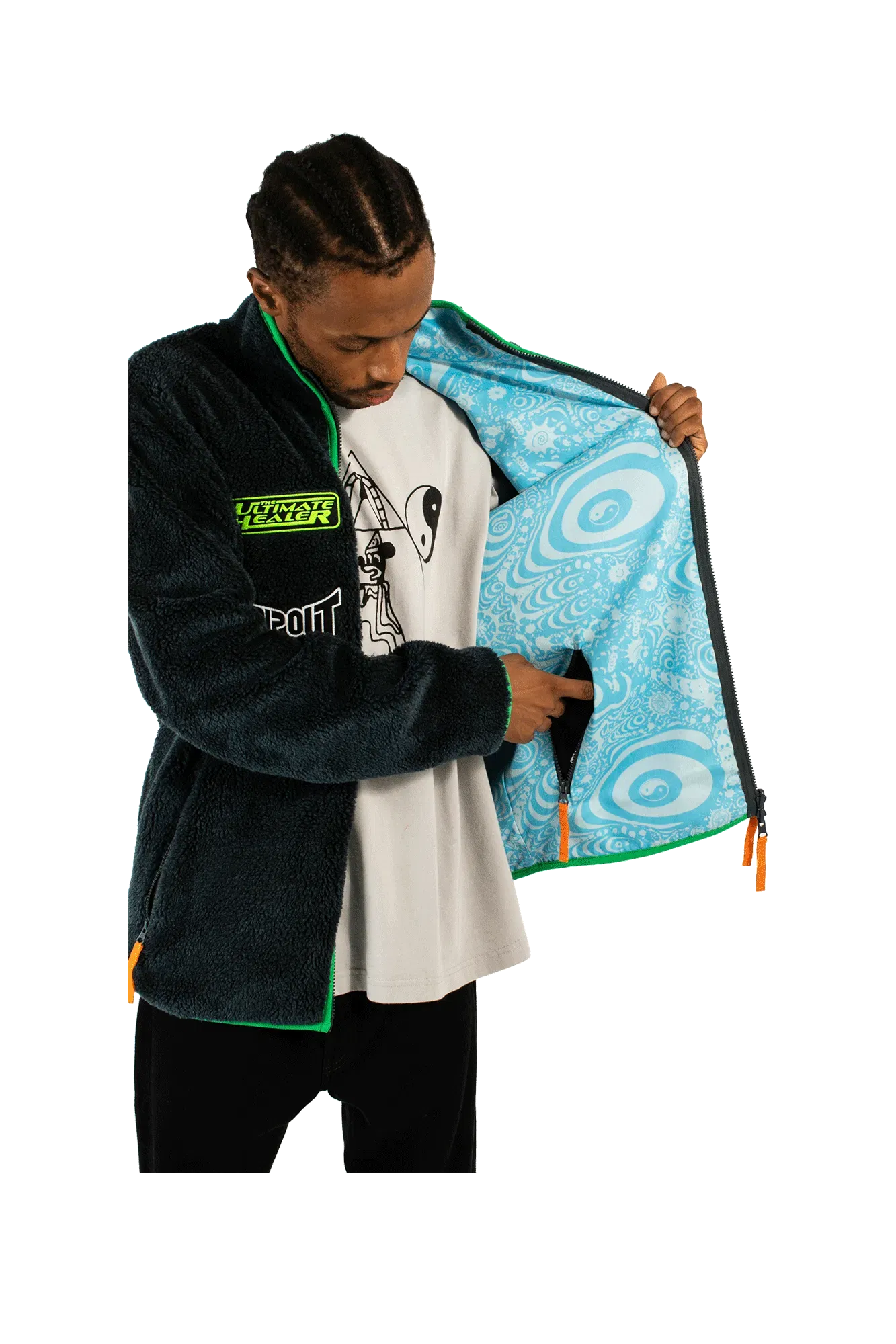 Good Morning Tapes Reversible Polar Fleece Zip Thru Jacket