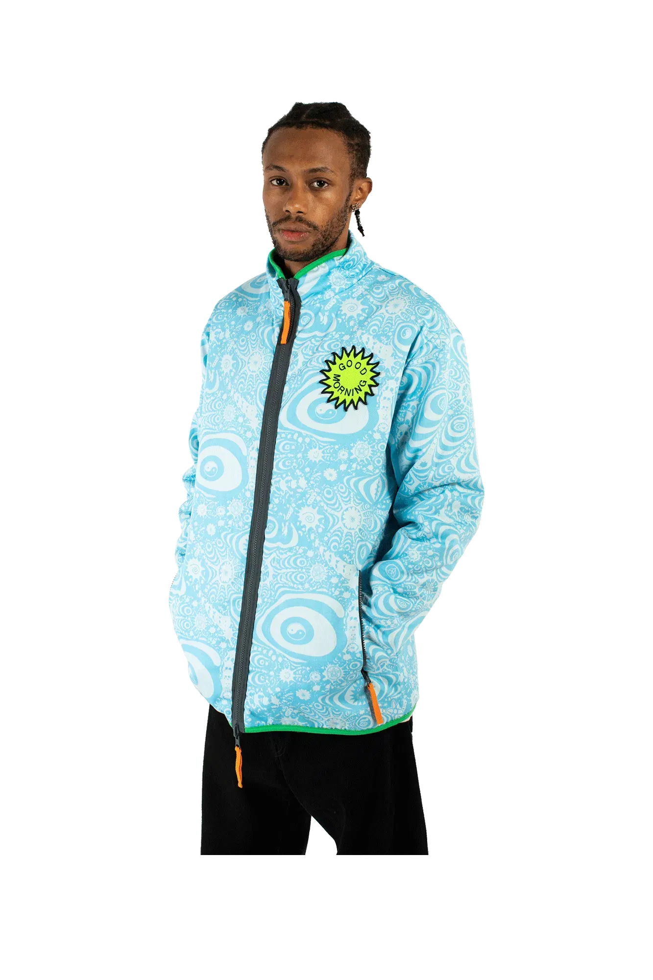 Good Morning Tapes Reversible Polar Fleece Zip Thru Jacket
