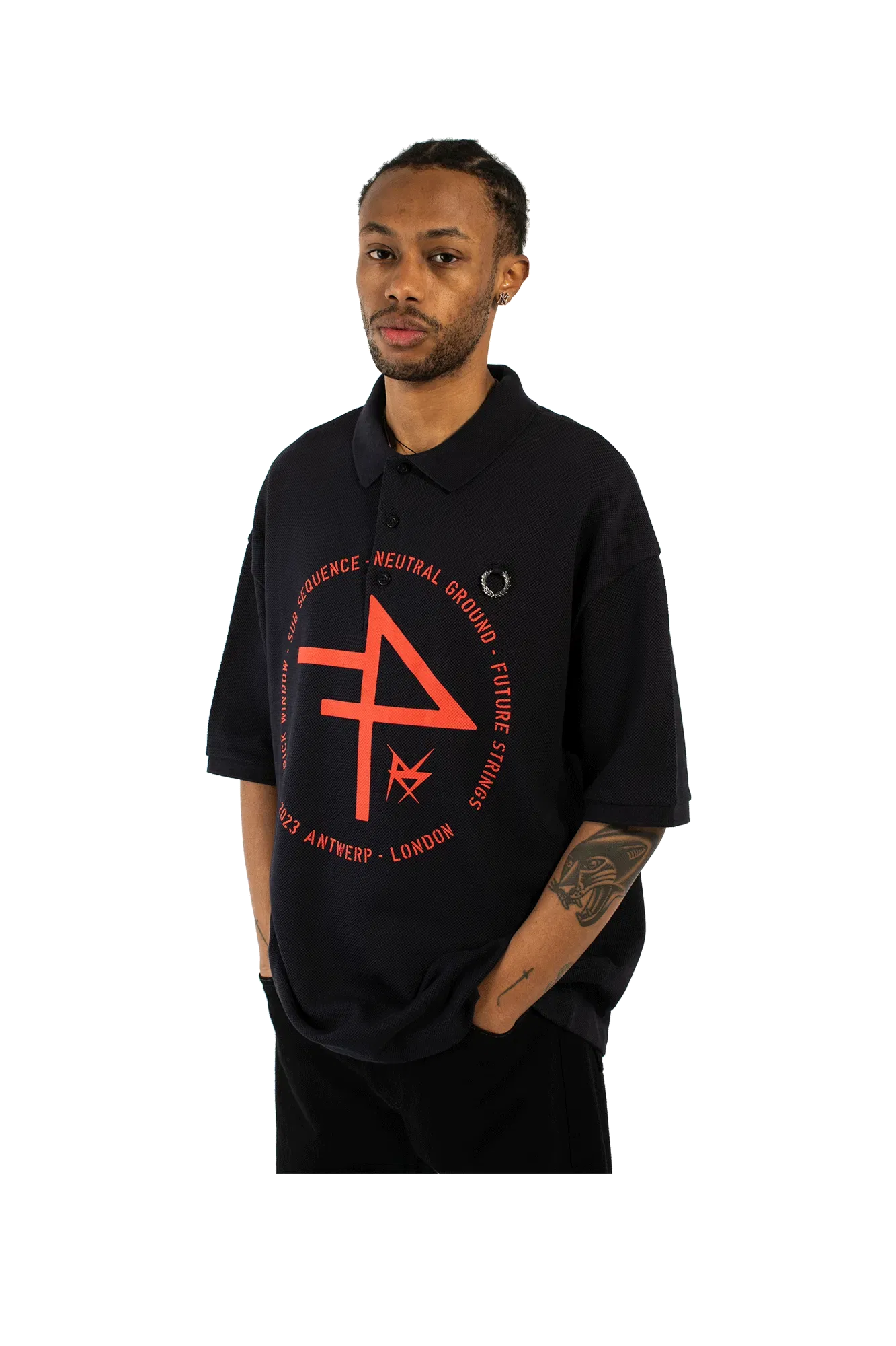 Fred Perry Oversized Printed Polo Shirt