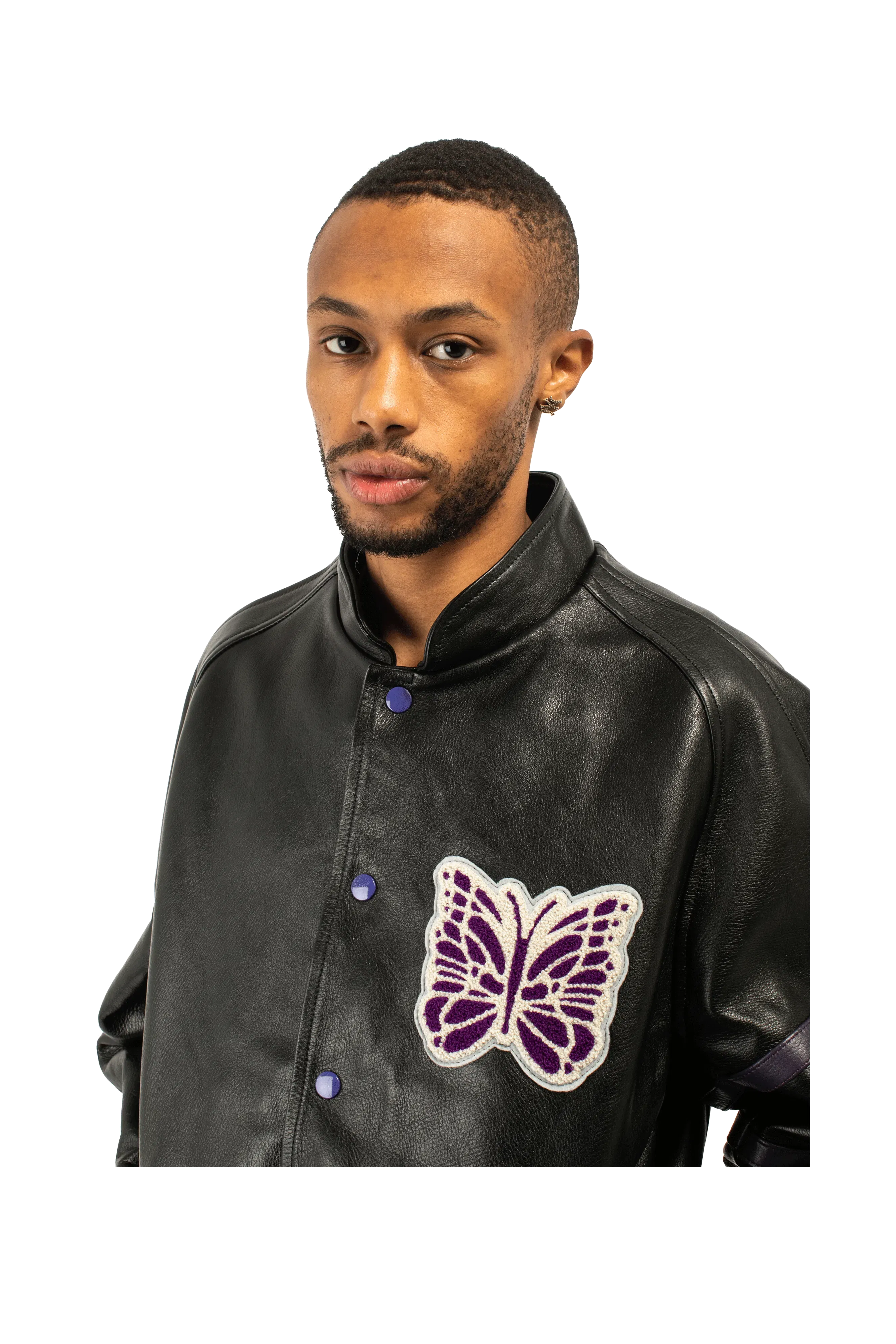 Needles Cowhide Leather Letterman Jacket