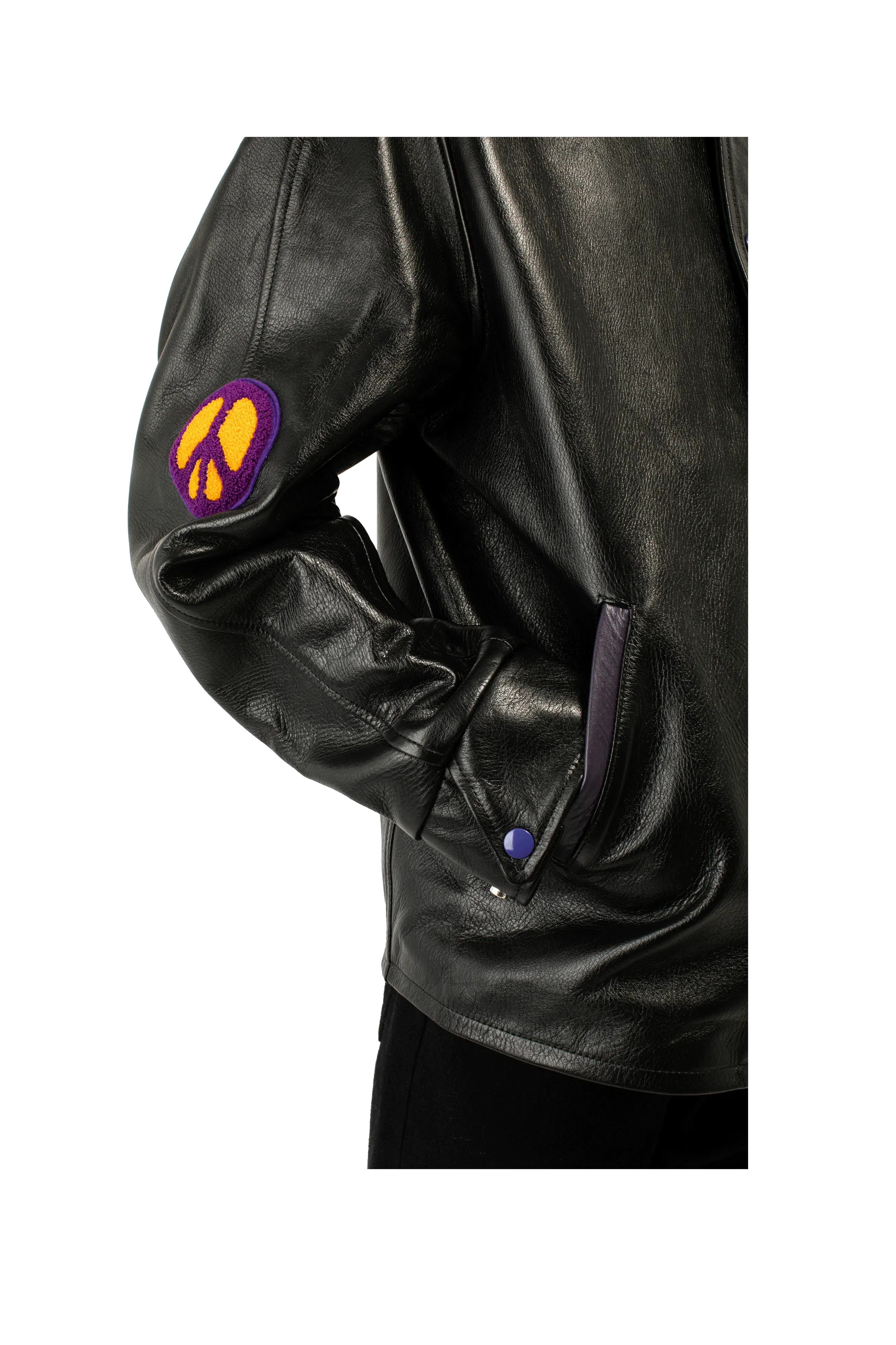 Needles Cowhide Leather Letterman Jacket