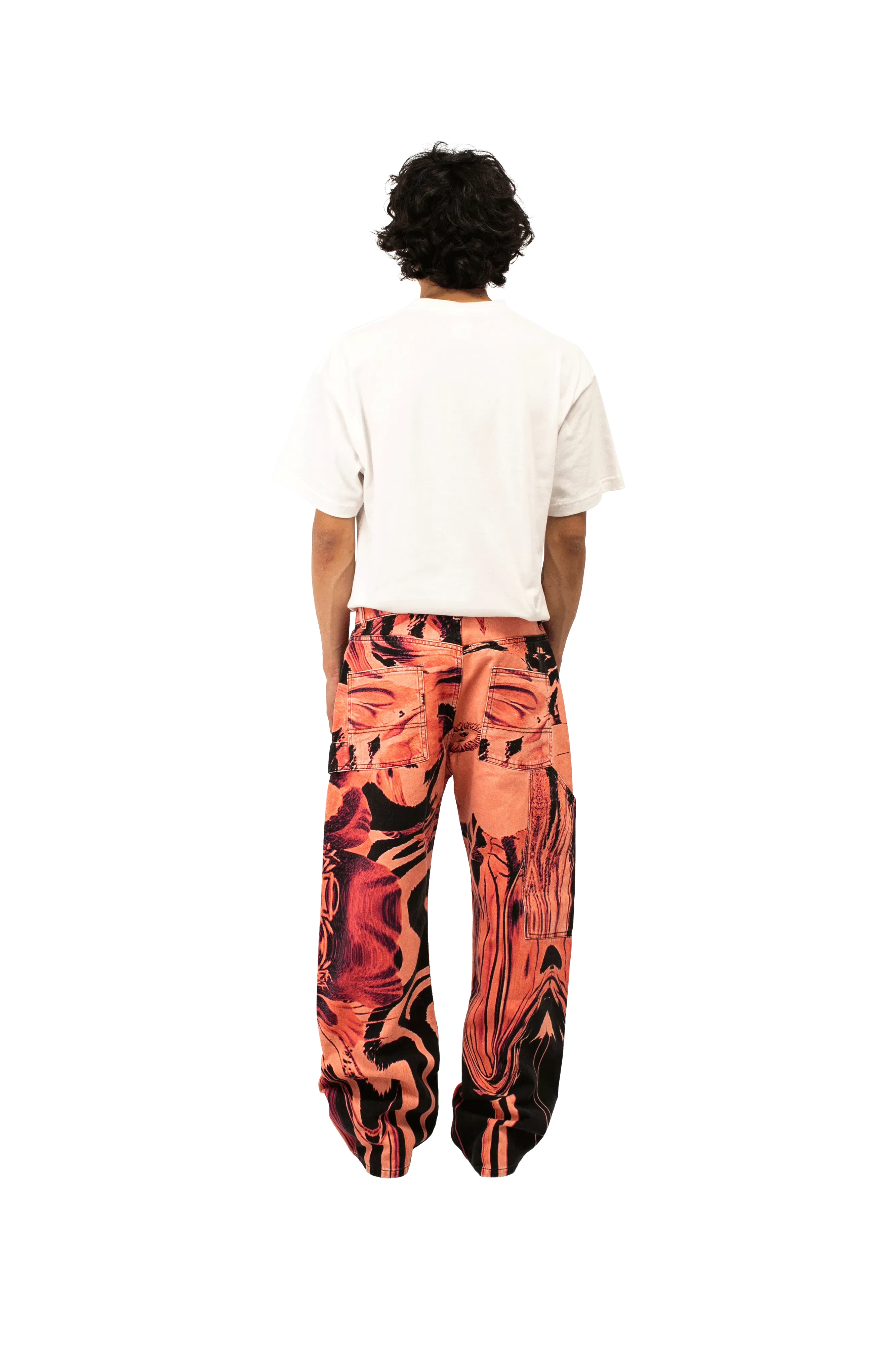 RASSVET Flower Print Single Knee Baggy Denim Trousers