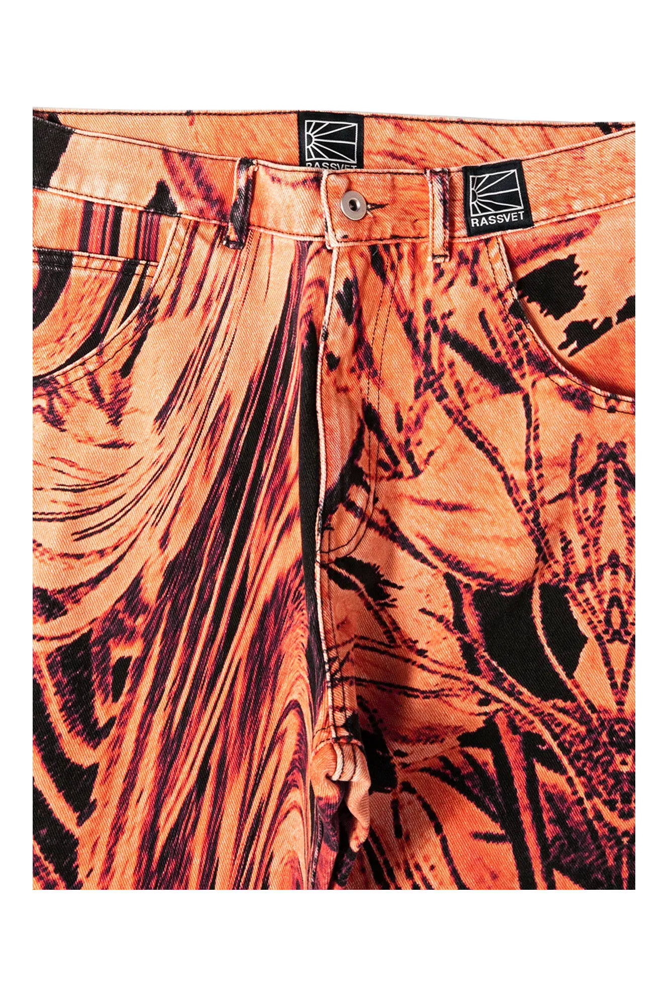 RASSVET Flower Print Single Knee Baggy Denim Trousers