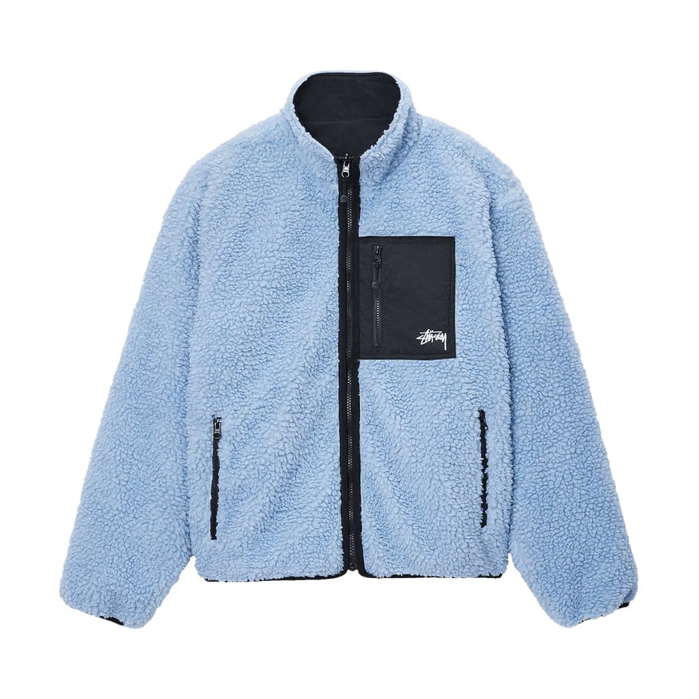 Stussy Sherpa Reversible Jacket Light Denim