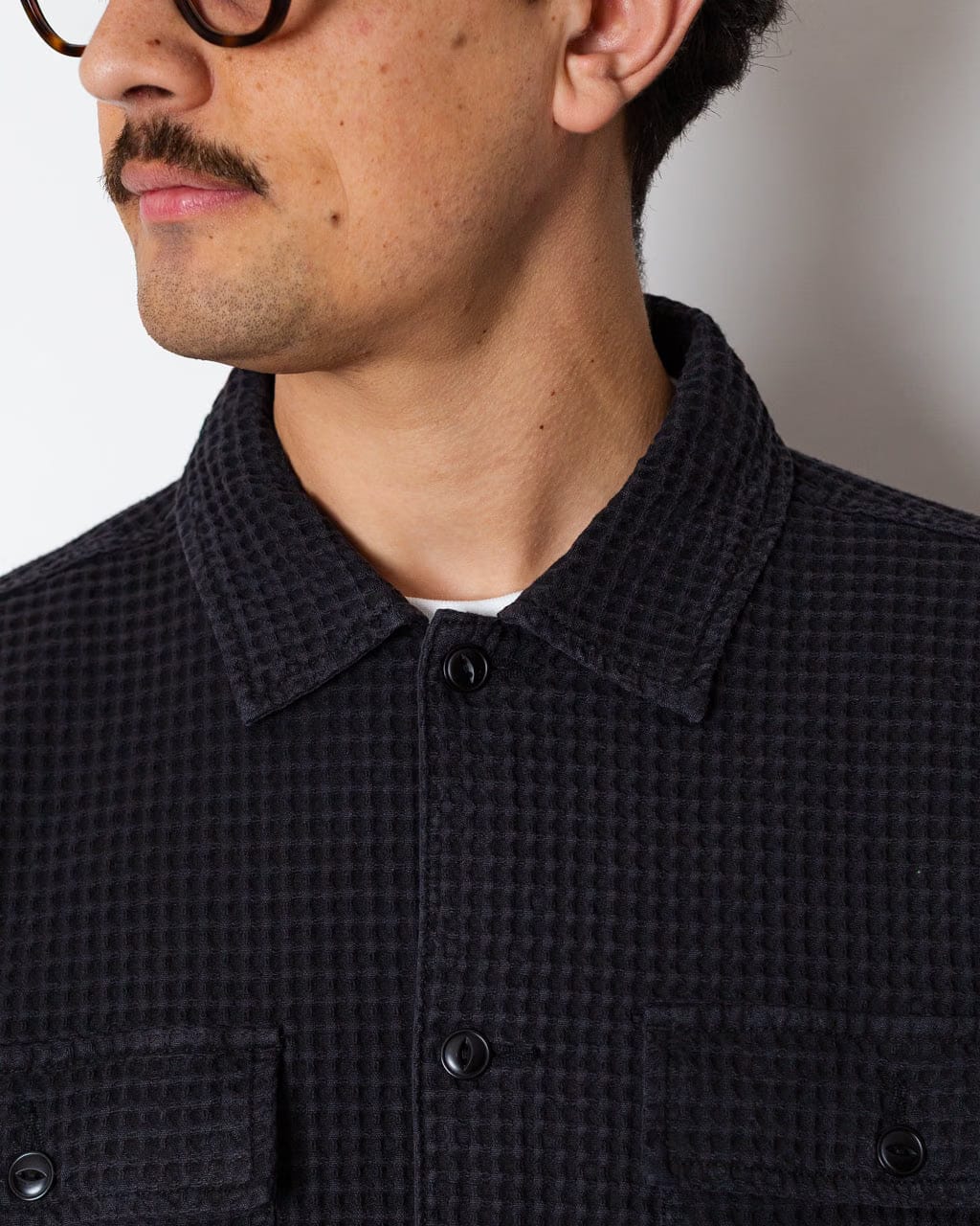 Brain Dead Waffle Button Front Shirt - Black