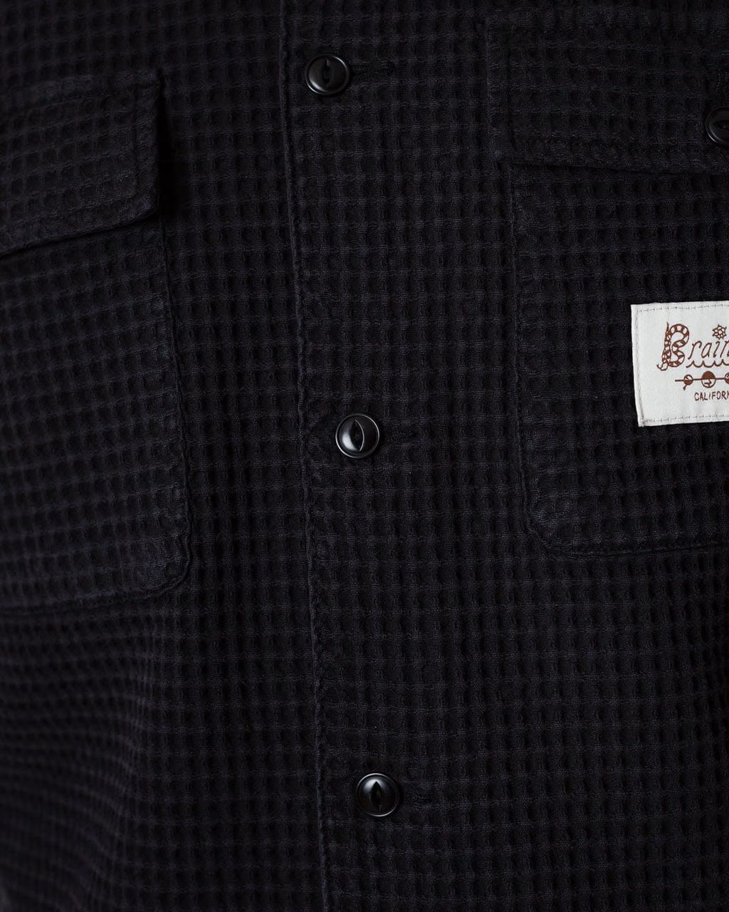 Brain Dead Waffle Button Front Shirt - Black