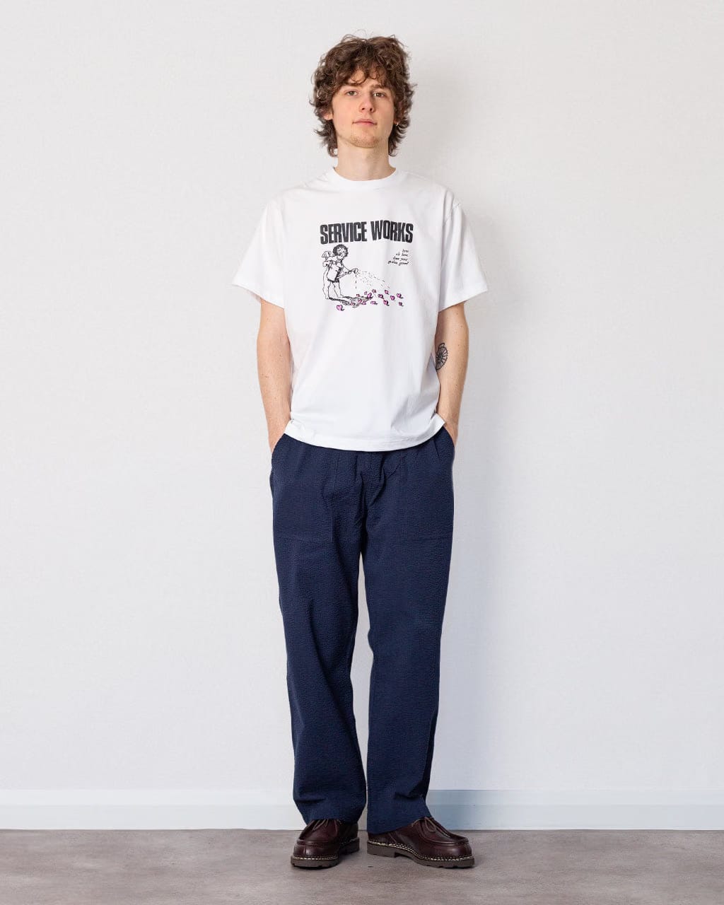Service Works Seersucker Chef Pant - Dark Navy