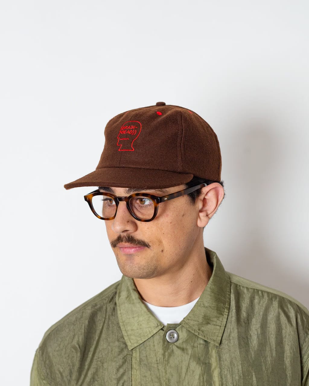 Brain Dead FLANNEL CLASSIC LOGOHEAD 6 PANEL HAT - Brown