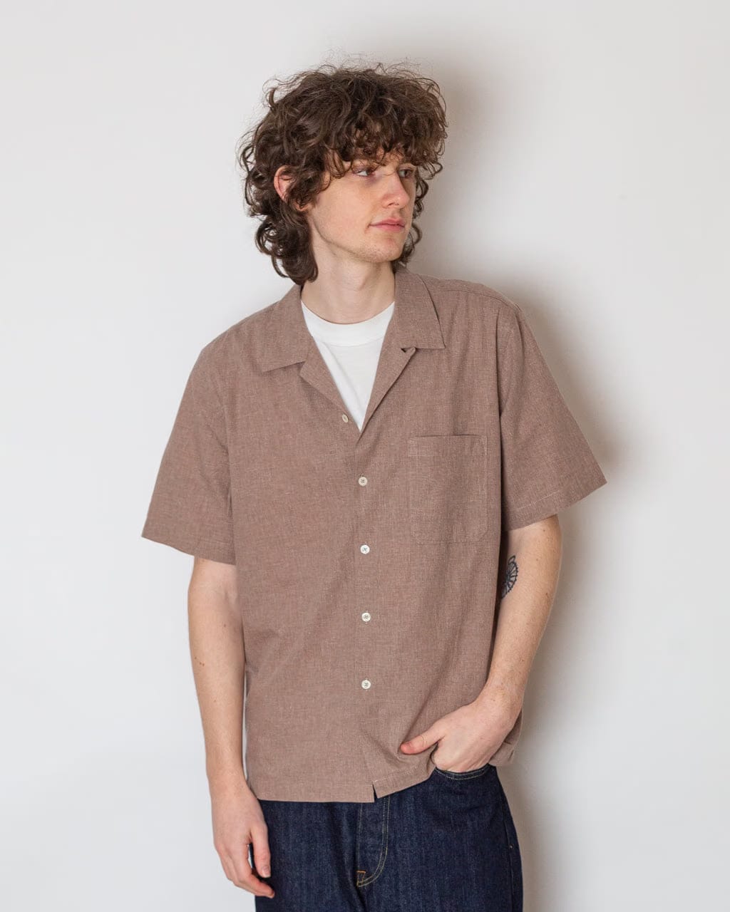 Universal Works Road Shirt Sido Linen - Brown