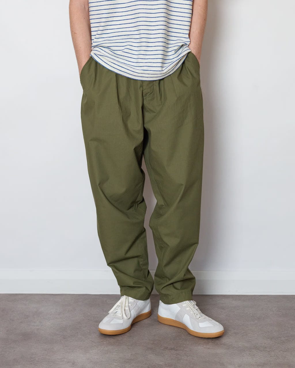 Universal Works Pleated Track Pant Poly Tech - Olive