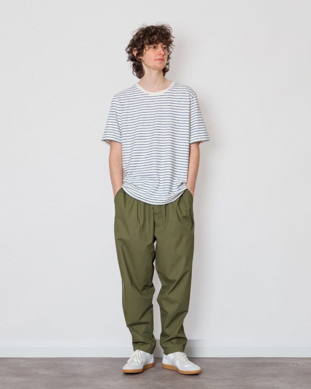 Universal Works Pleated Track Pant Poly Tech - Olive