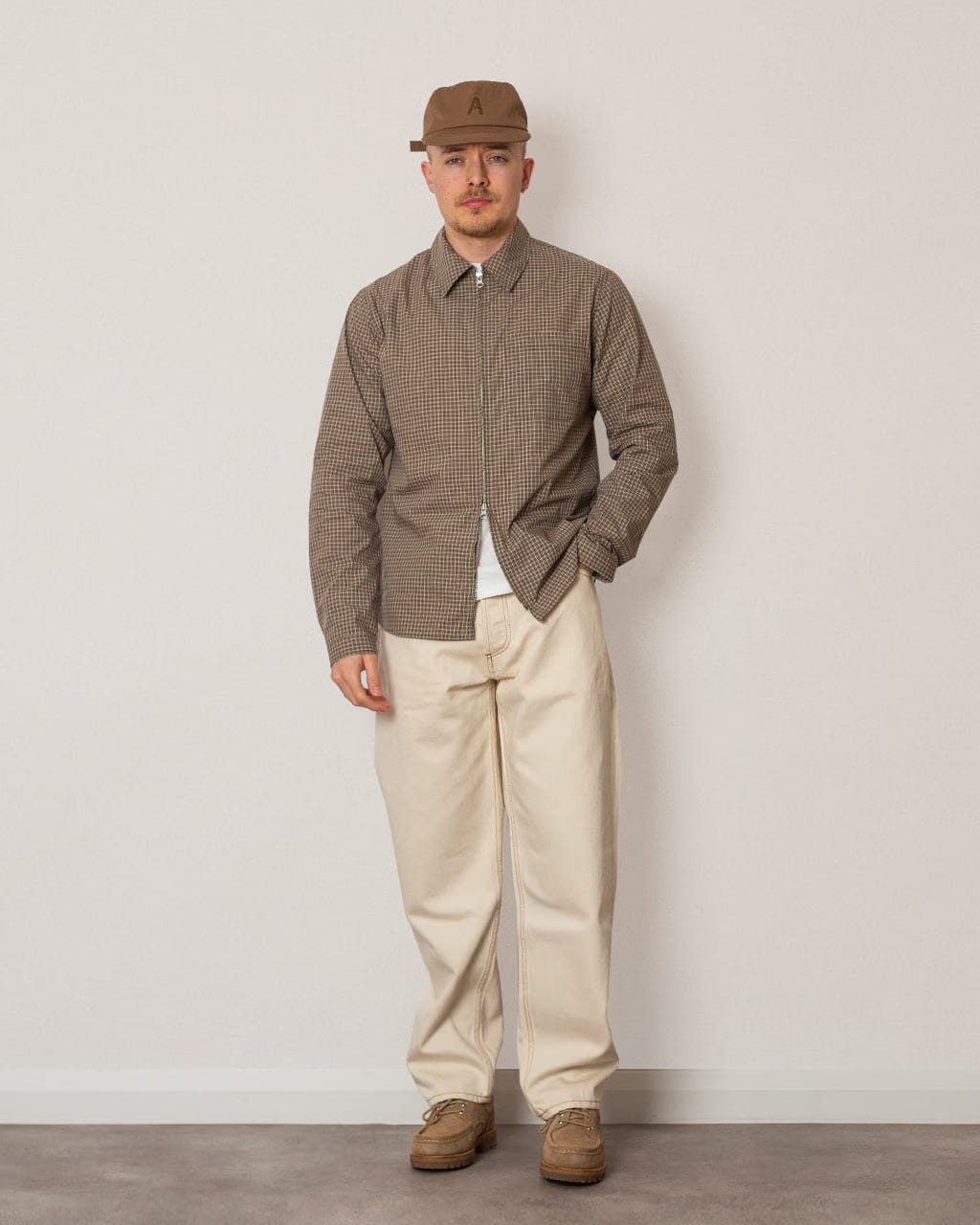 Another Aspect Another Zip Shirt 1.0 - Khaki/Brown Check