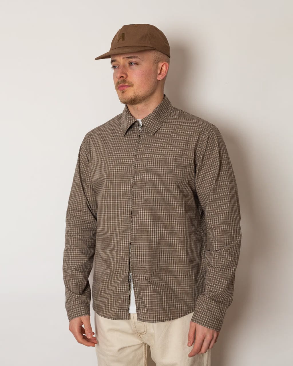 Another Aspect Another Zip Shirt 1.0 - Khaki/Brown Check