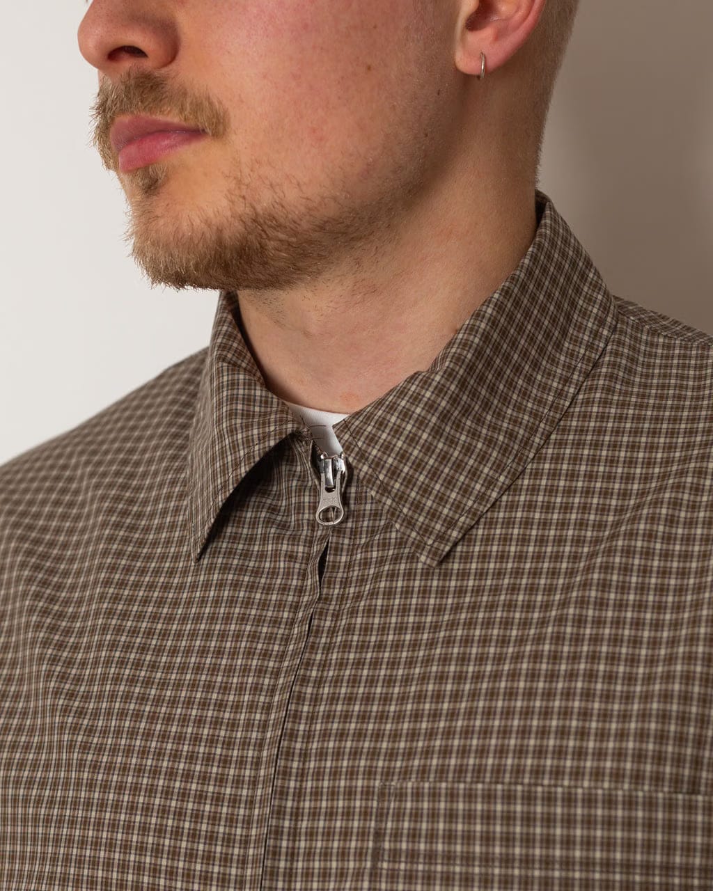 Another Aspect Another Zip Shirt 1.0 - Khaki/Brown Check
