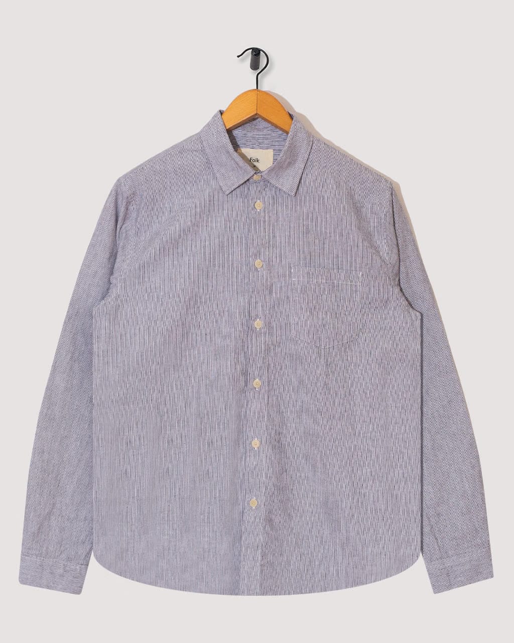 Folk Relaxed Fit Shirt - Black Micro Stripe Linen