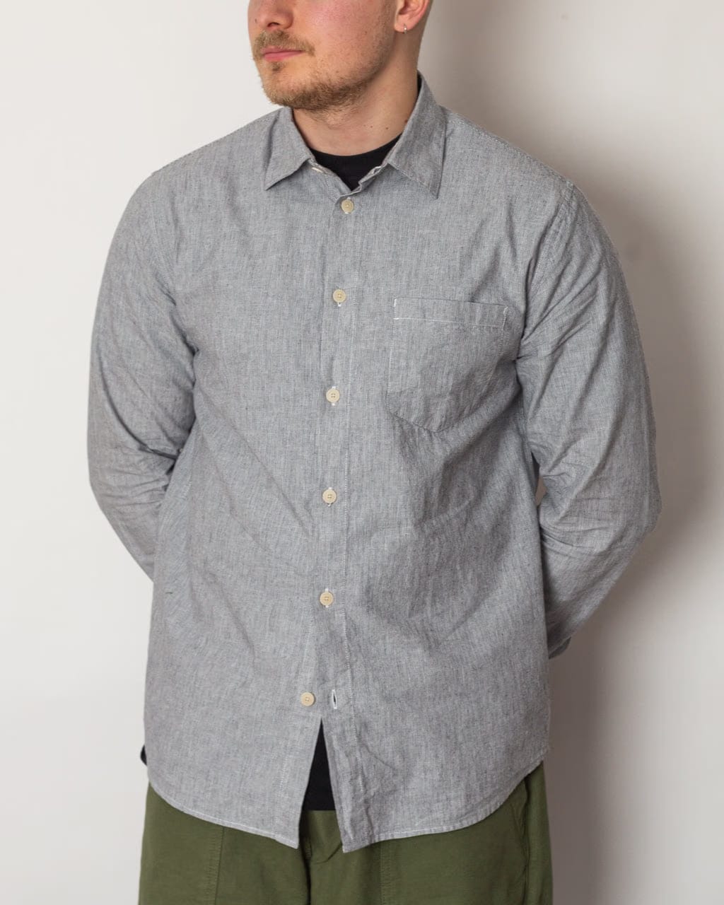 Folk Relaxed Fit Shirt - Black Micro Stripe Linen