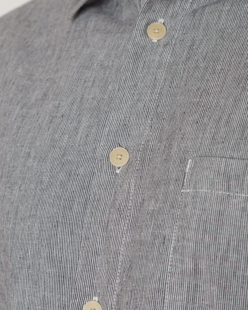 Folk Relaxed Fit Shirt - Black Micro Stripe Linen
