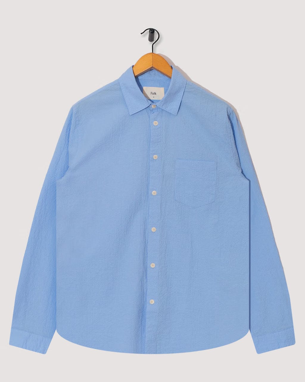 Folk Relaxed Fit Shirt - Blue Bubble Seersucker