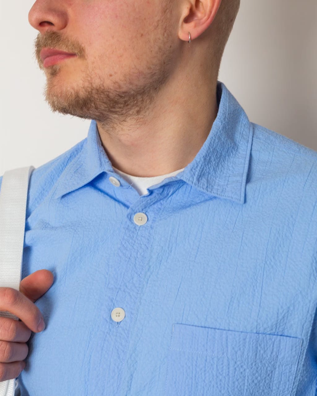 Folk Relaxed Fit Shirt - Blue Bubble Seersucker