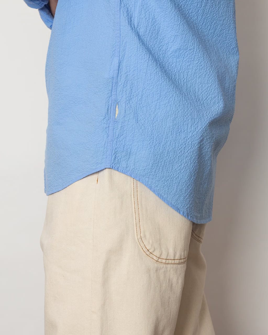 Folk Relaxed Fit Shirt - Blue Bubble Seersucker