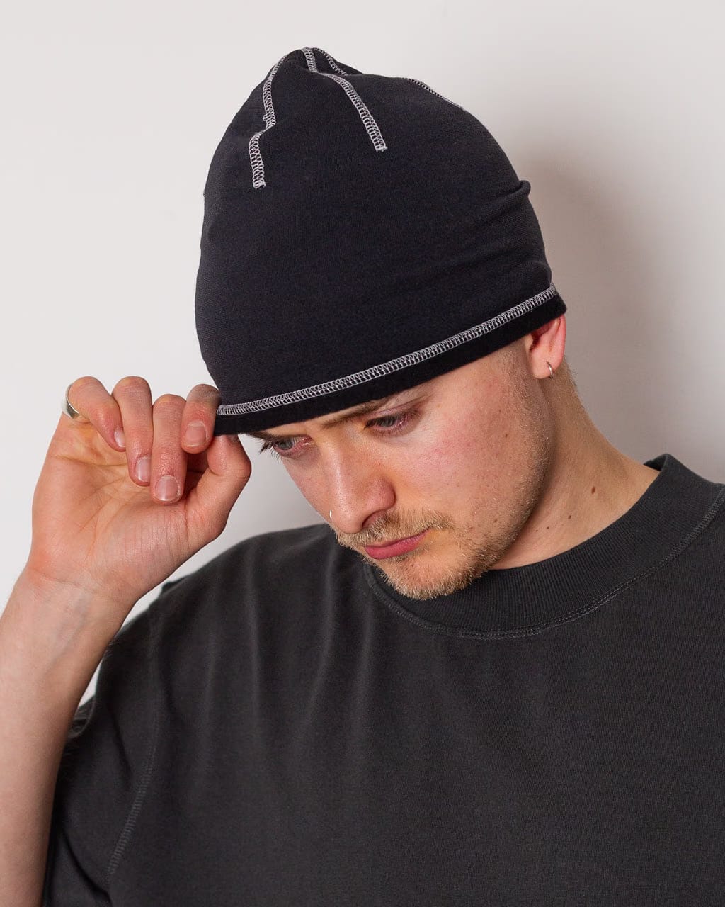 Thurston Power Wool Skull Cap - Black/Glacier Grey