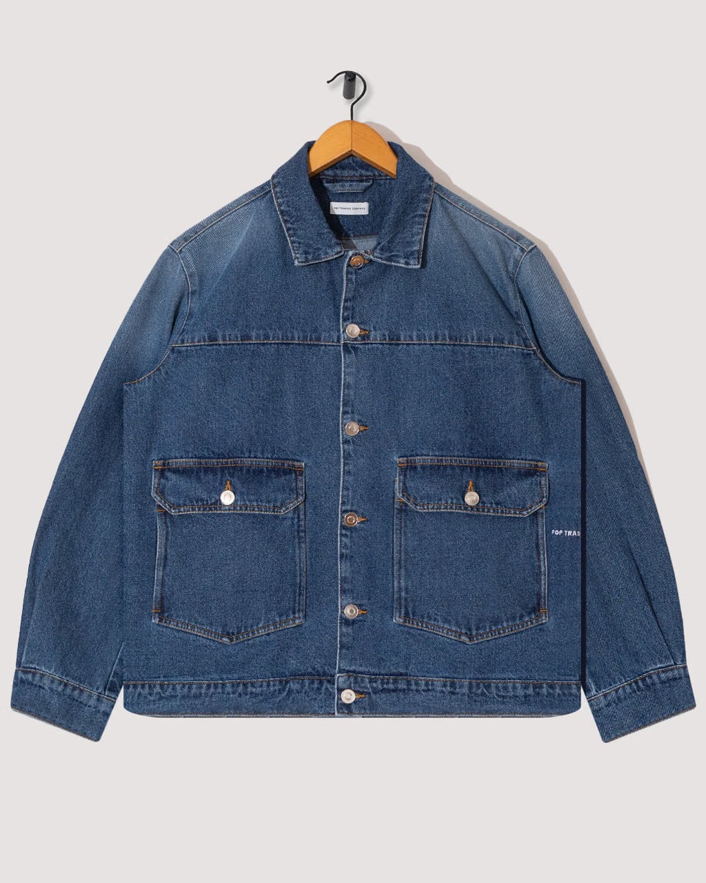 Pop Trading Company Full Button Denim Jacket - Rinsed Denim