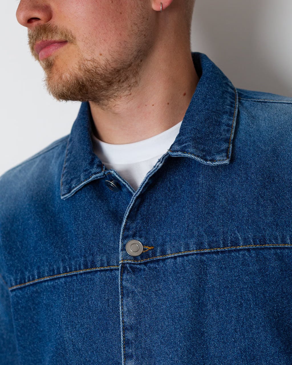Pop Trading Company Full Button Denim Jacket - Rinsed Denim