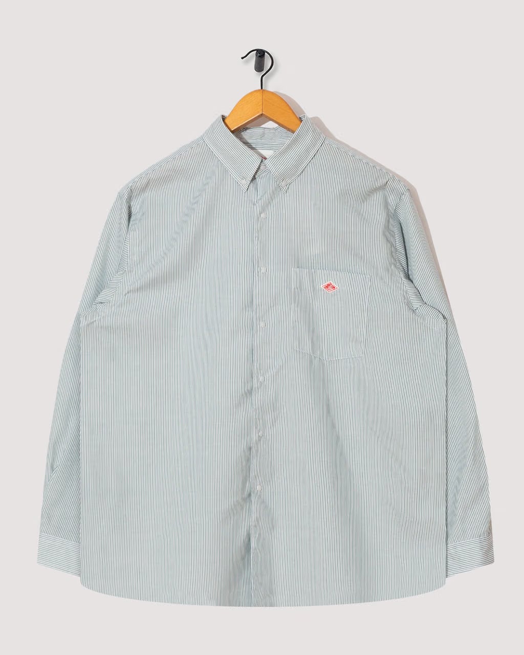 Danton Dot Button B.D. Shirt - White/Green Stripe