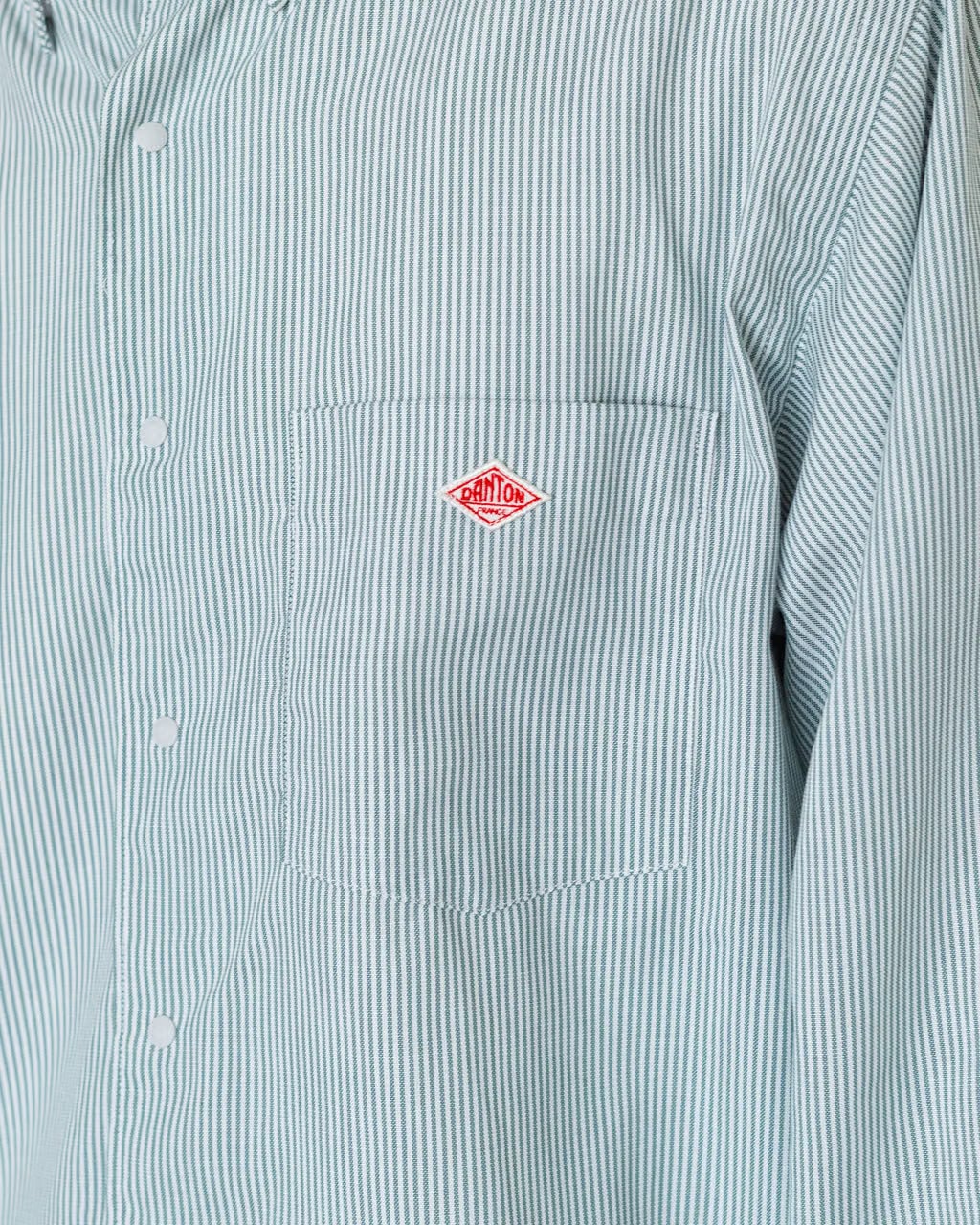 Danton Dot Button B.D. Shirt - White/Green Stripe