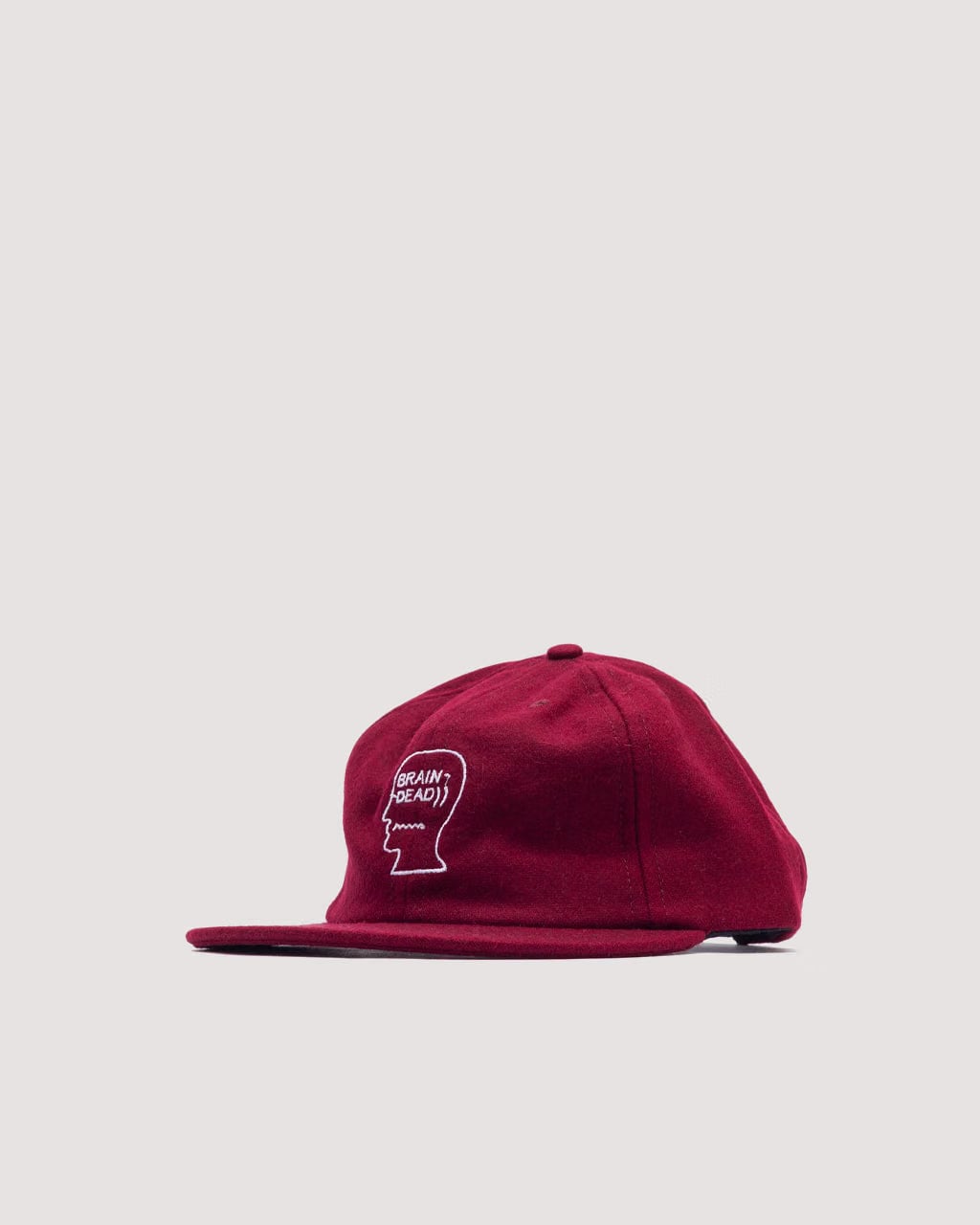 Brain Dead FLANNEL CLASSIC LOGOHEAD 6 PANEL HAT - Burgundy
