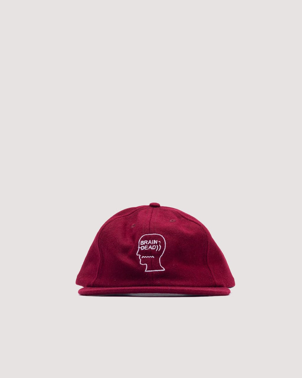 Brain Dead FLANNEL CLASSIC LOGOHEAD 6 PANEL HAT - Burgundy