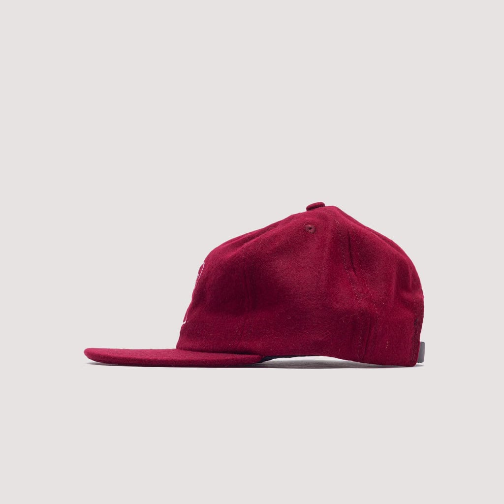 Brain Dead FLANNEL CLASSIC LOGOHEAD 6 PANEL HAT - Burgundy