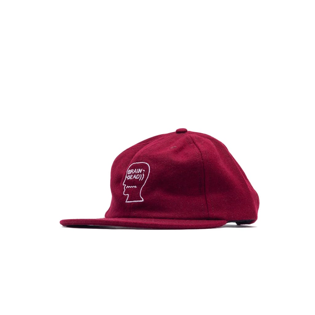 Brain Dead FLANNEL CLASSIC LOGOHEAD 6 PANEL HAT - Burgundy