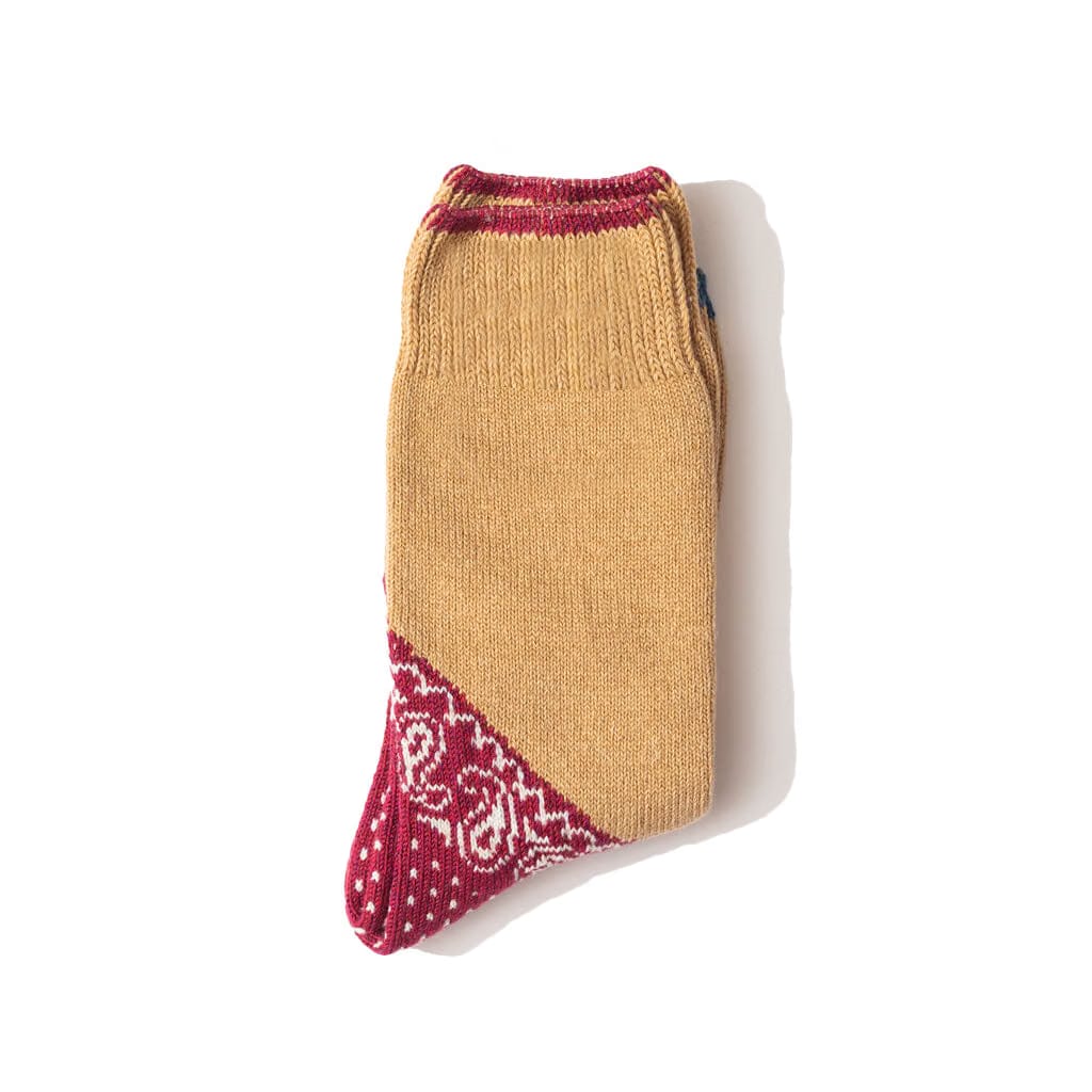 KAPITAL Paisley Bandana Socks - Red