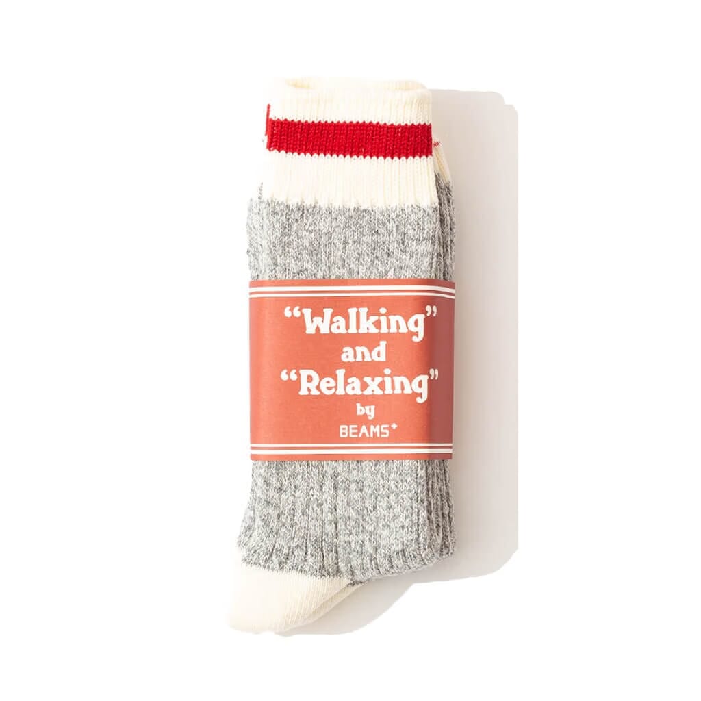 BEAMS PLUS Rag Socks 2 Pack - Grey/Red