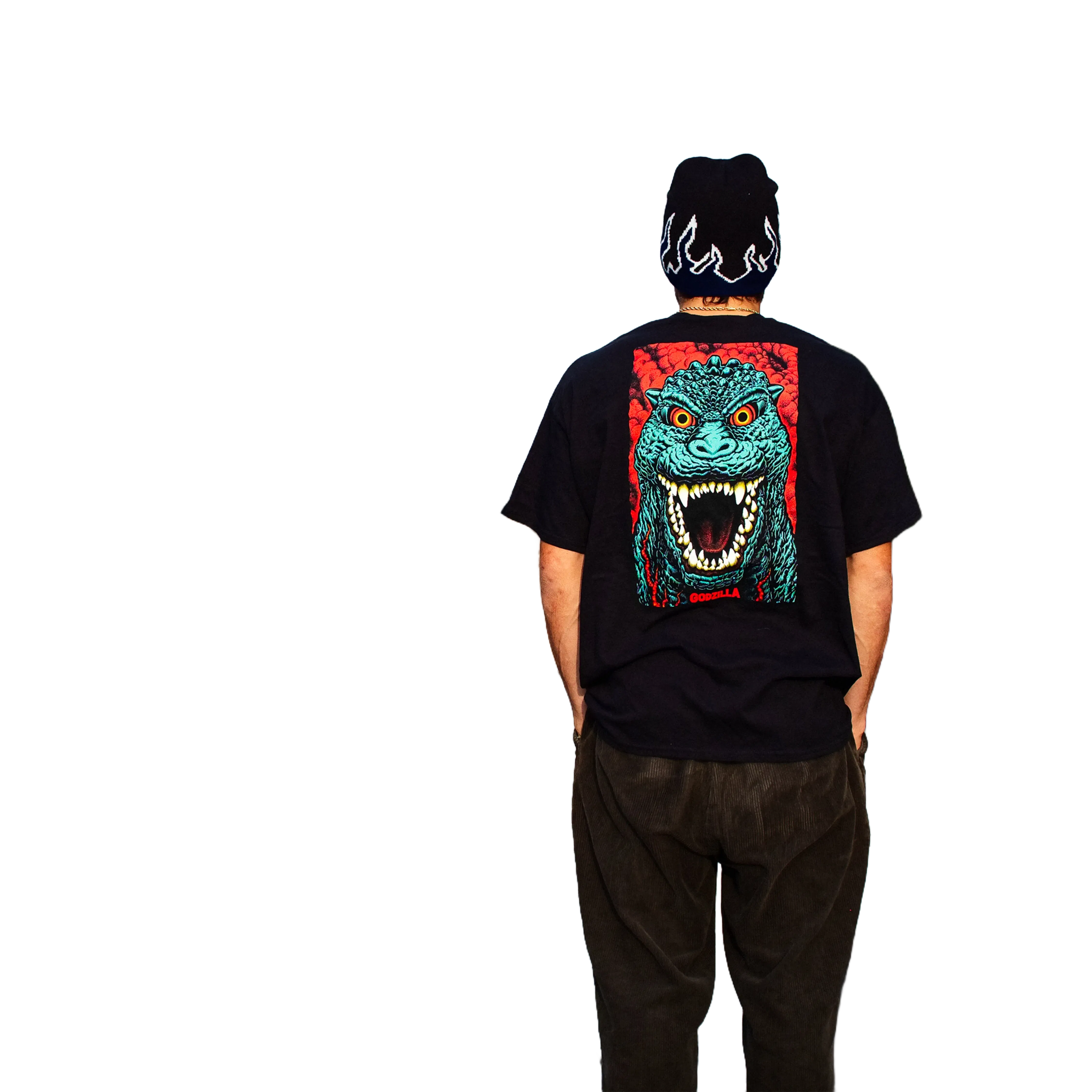 Santa Cruz vs Godzilla Destroyer Stripes T-Shirt Black