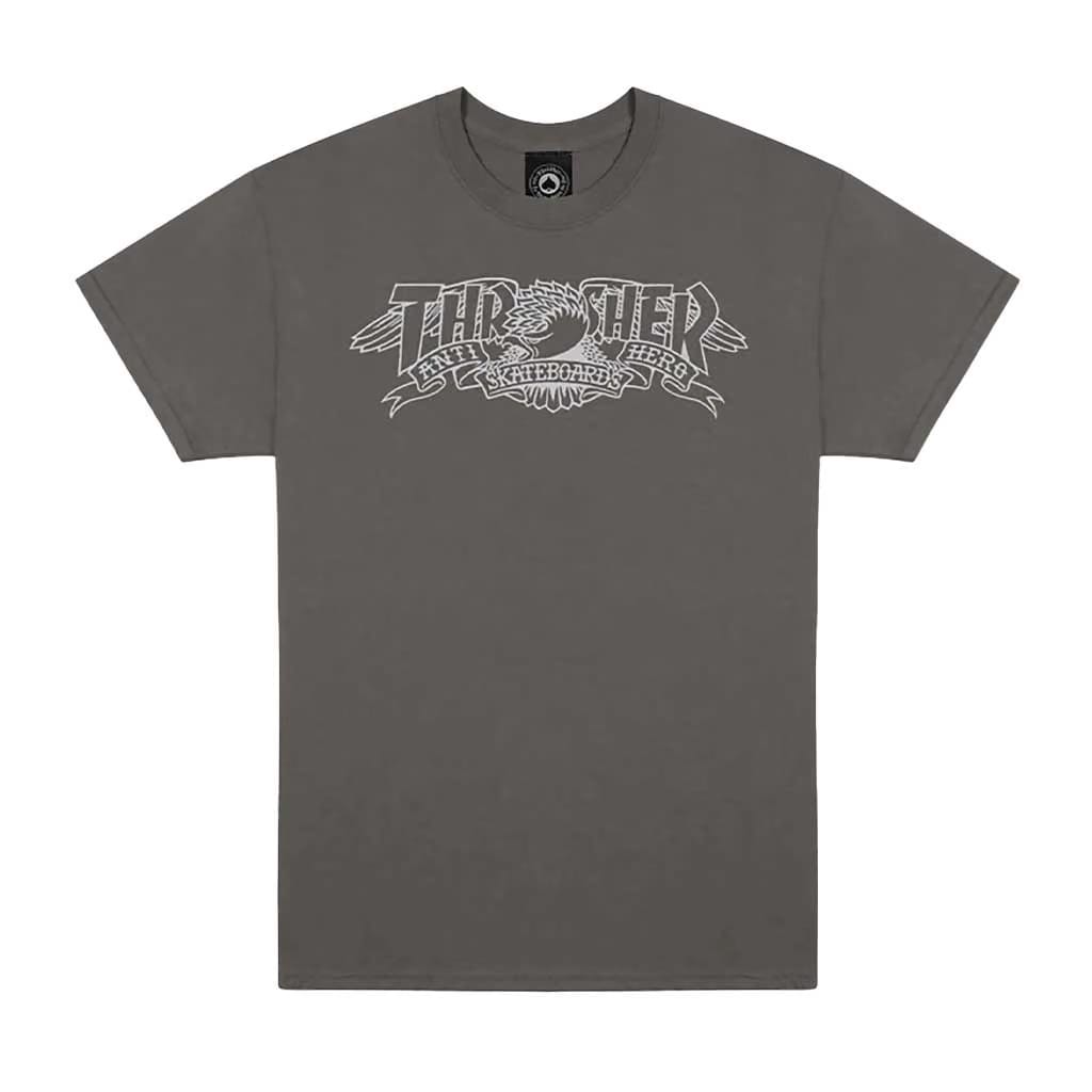 Thrasher x Anti Hero Mag Banner T-Shirt Charcoal
