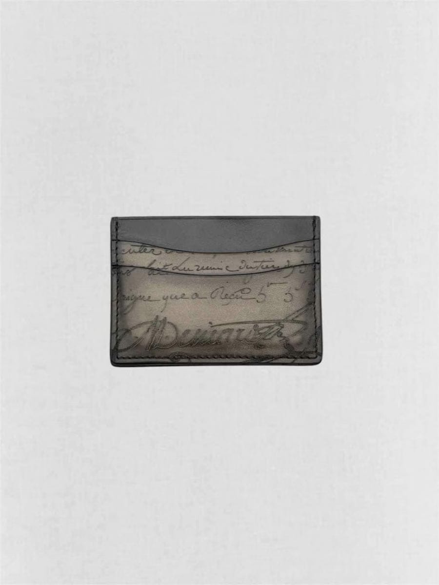 BERLUTI Men's Grey & Black Card Holder