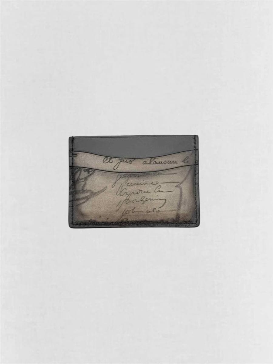 BERLUTI Men's Grey & Black Card Holder