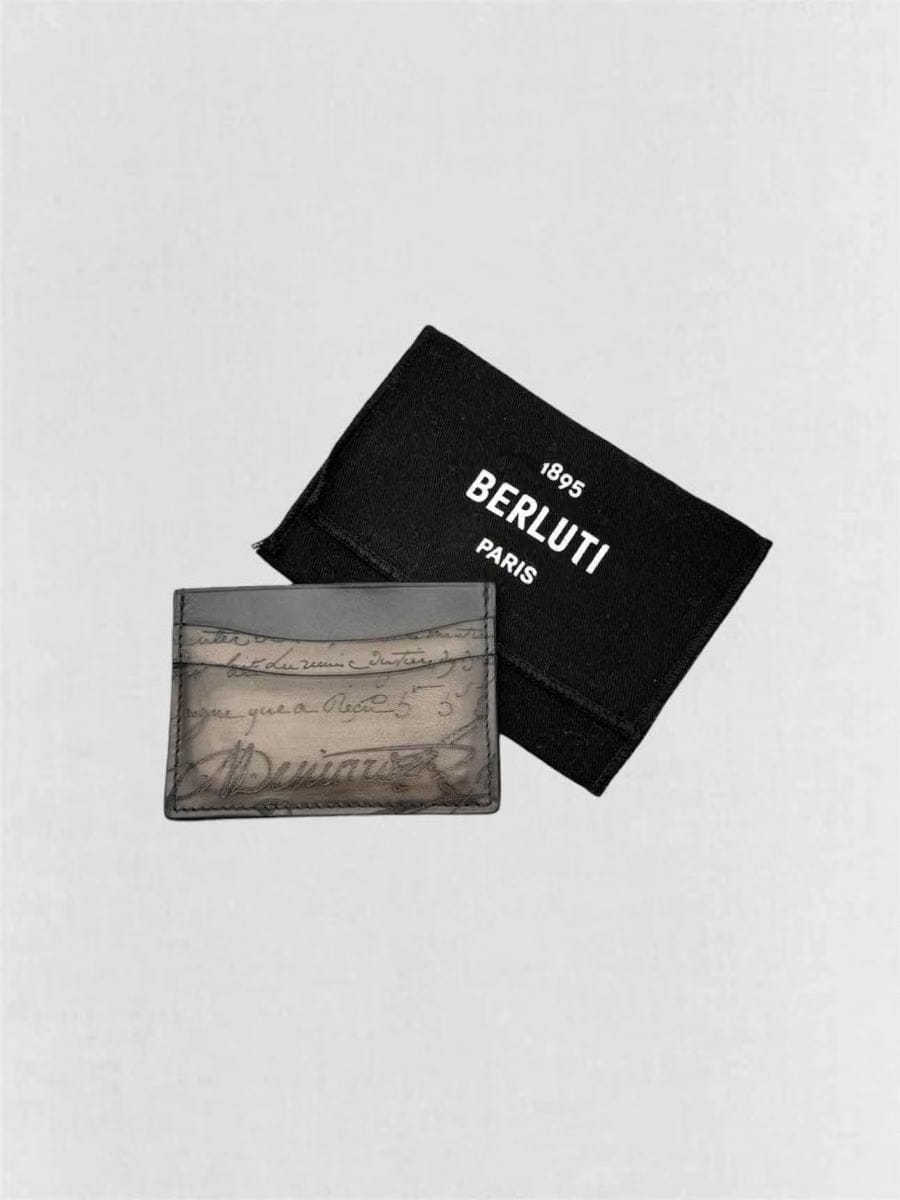 BERLUTI Men's Grey & Black Card Holder