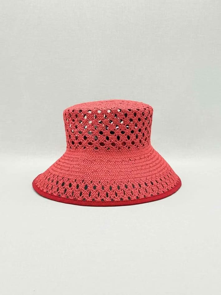 MAX MARA Red Perforated Bucket Hat