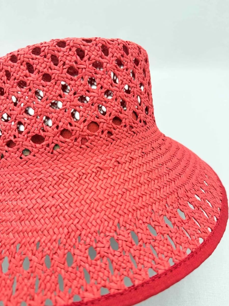 MAX MARA Red Perforated Bucket Hat
